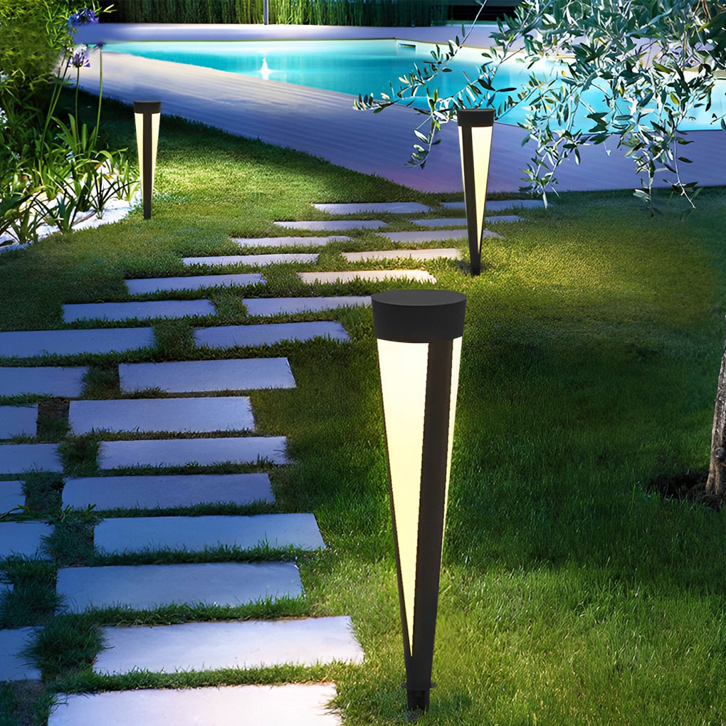 Modern Gray Solar LED Lawn Light Waterproof Aluminum Outdoor