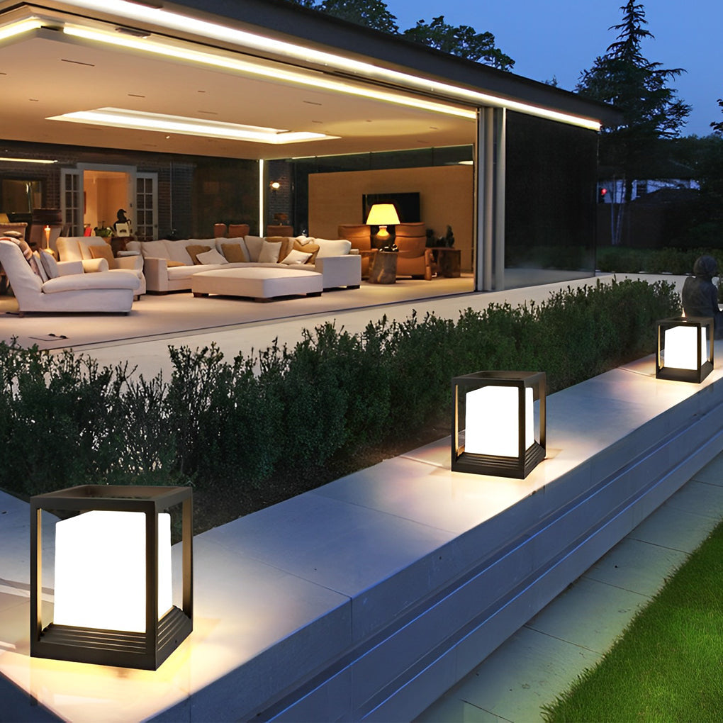 Modern Square Aluminum Solar LED Outdoor Fence Post Light