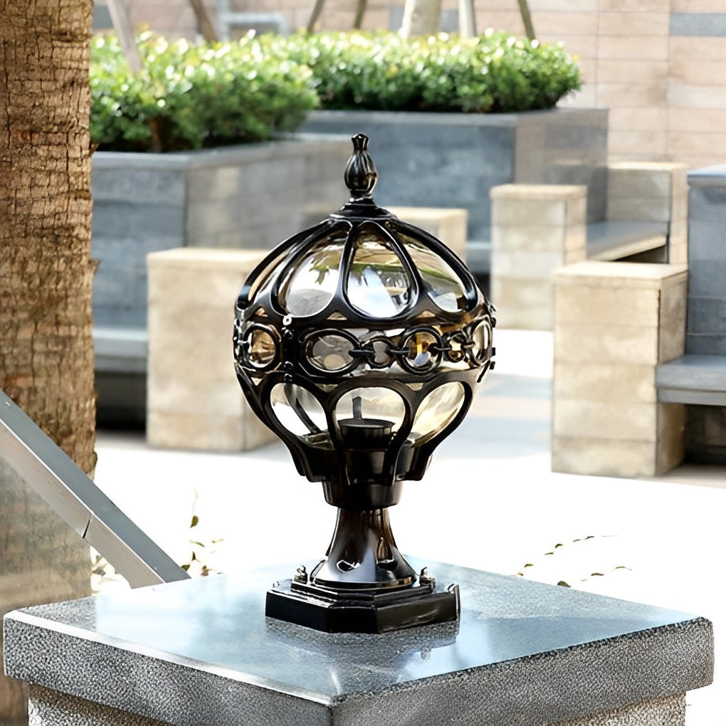 Round Globe Outdoor Post Light – Modern Waterproof Fence Pillar Lamp