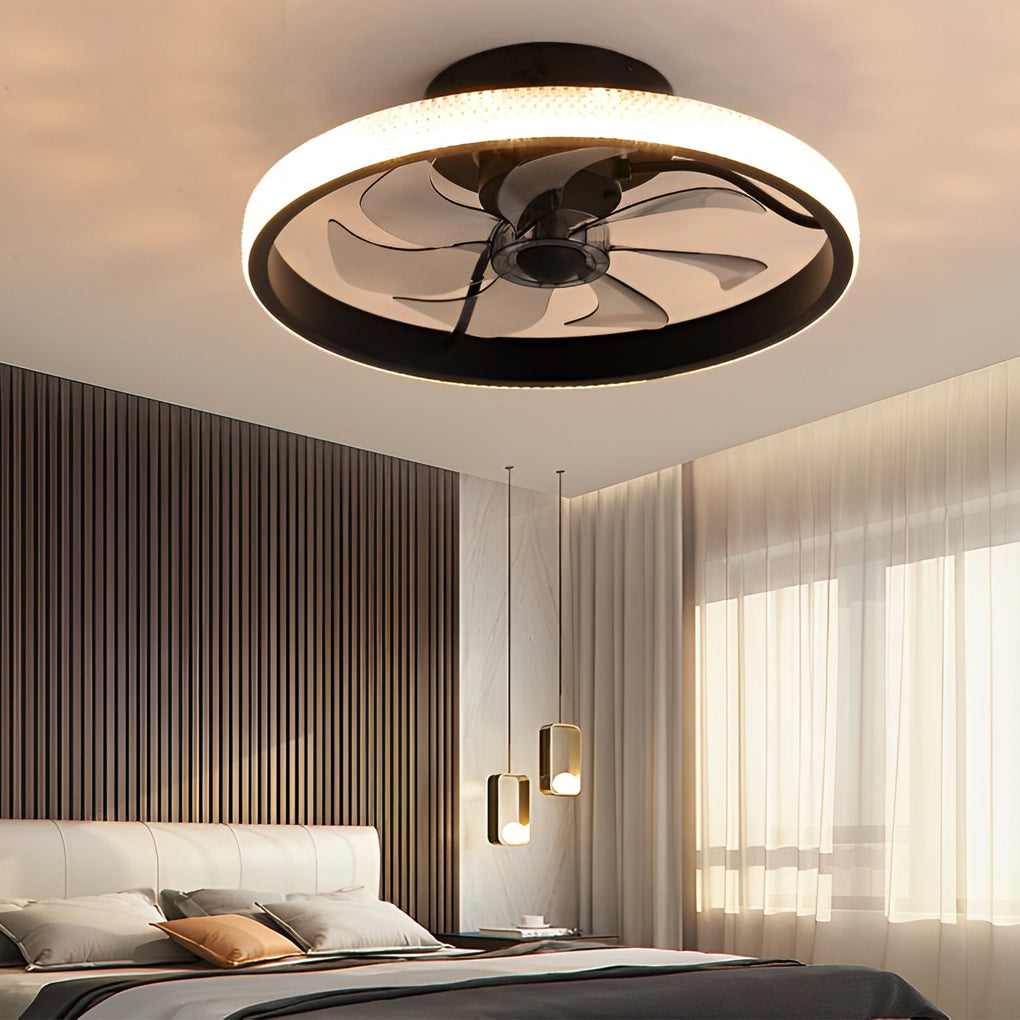 Modern Bladeless Ceiling Fan with LED Light & Remote - Silent