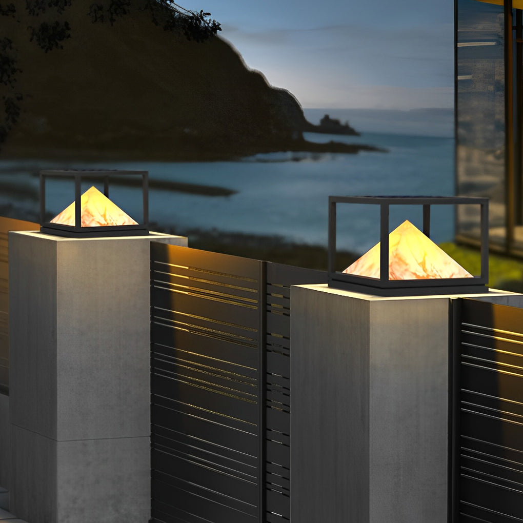 Modern Square Solar Pillar Light - LED Waterproof IP65 Stainless Steel