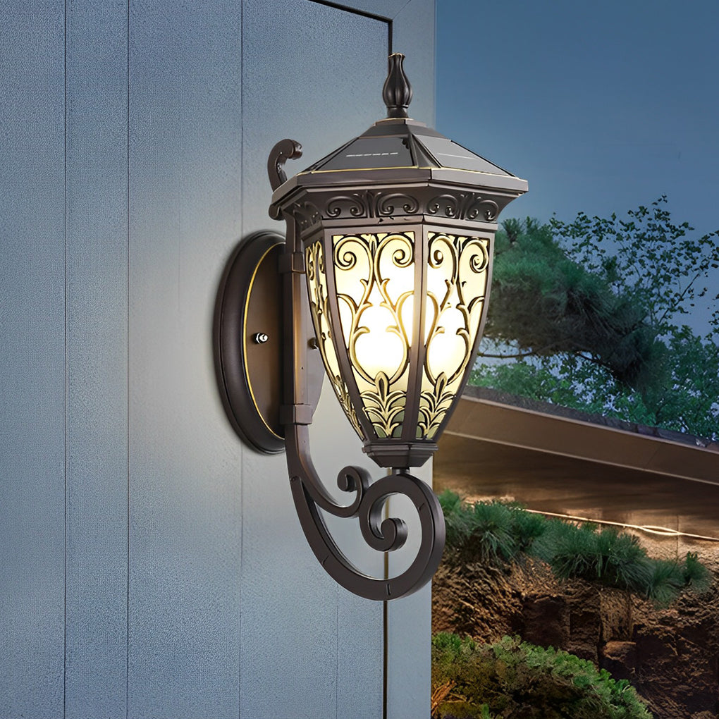 Solar Flower Pattern Outdoor Wall Lamp with Remote Control