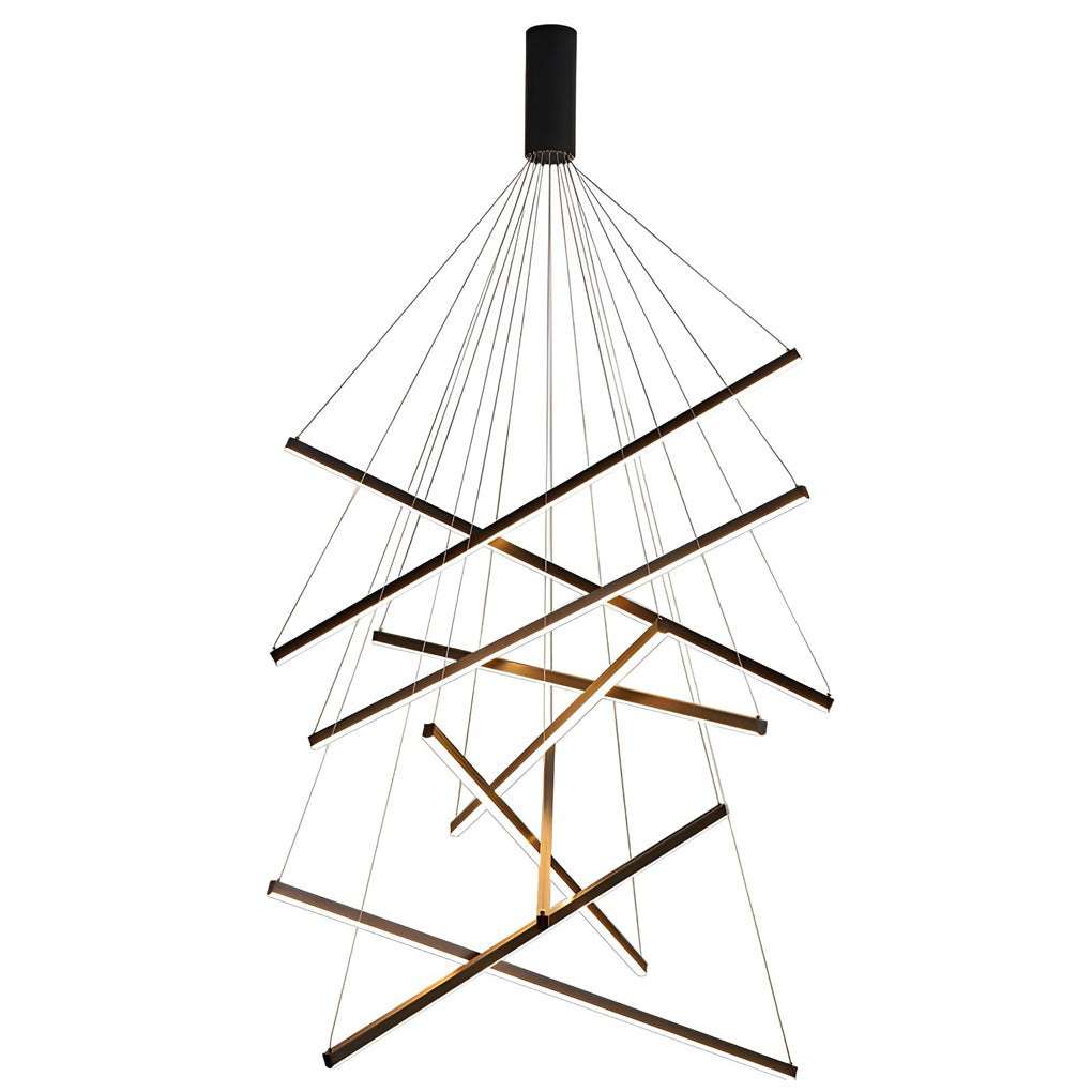 Modern Black Linear LED Chandelier with Stepless Dimming & Remote