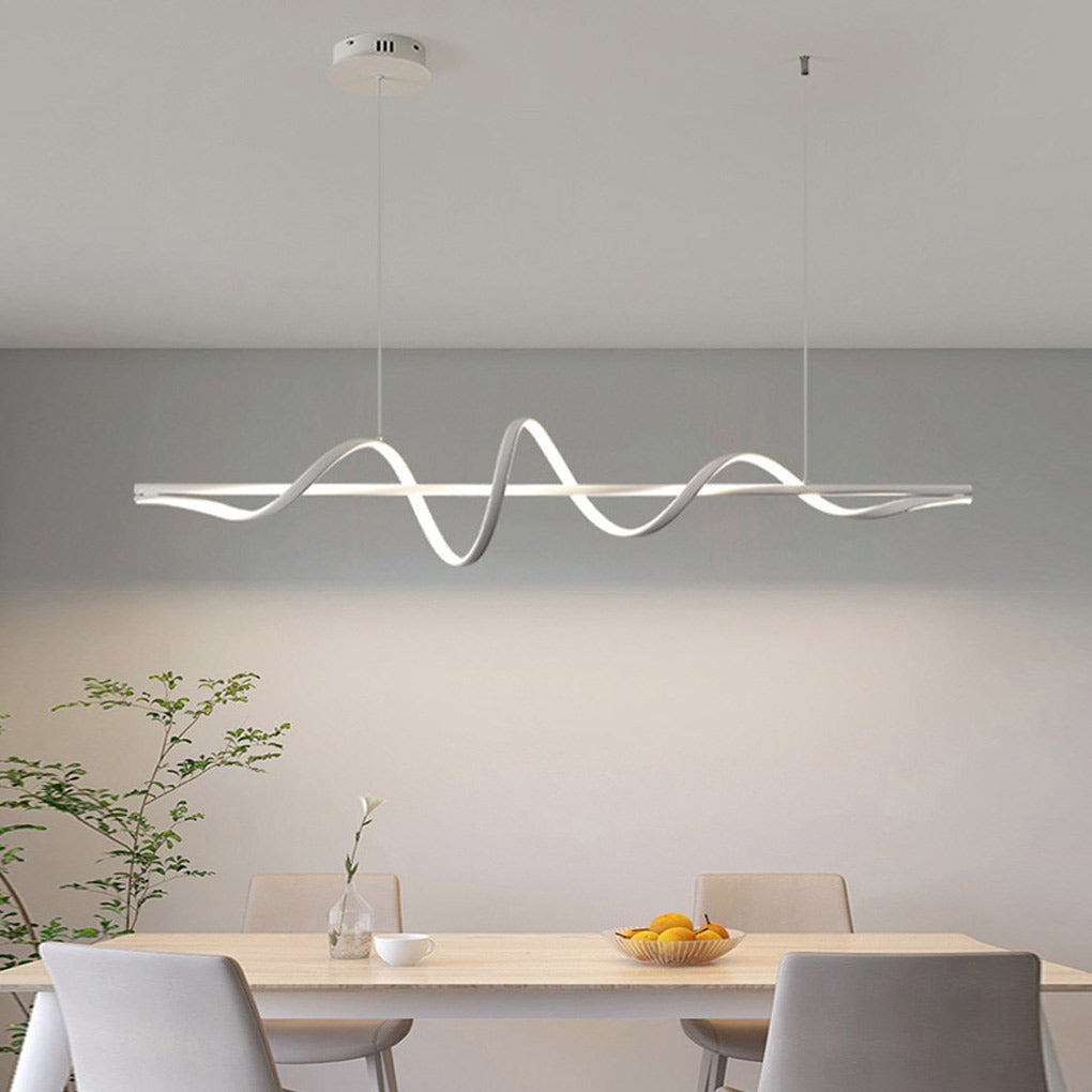 Wavy Rotating Ring LED Pendant Light with Dimming - Modern Nordic