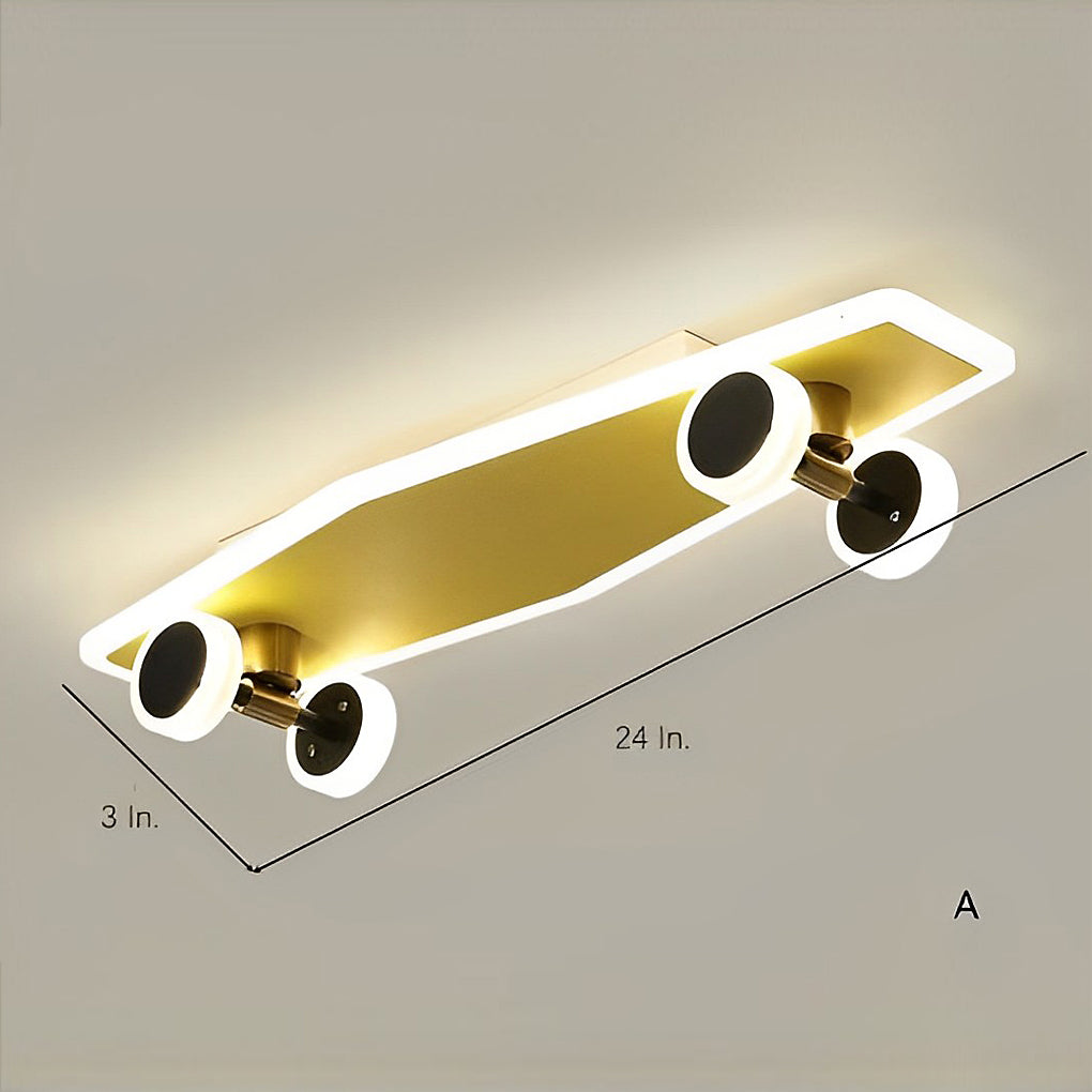 Skateboard-Shaped Dimmable LED Flush Mount Ceiling Light