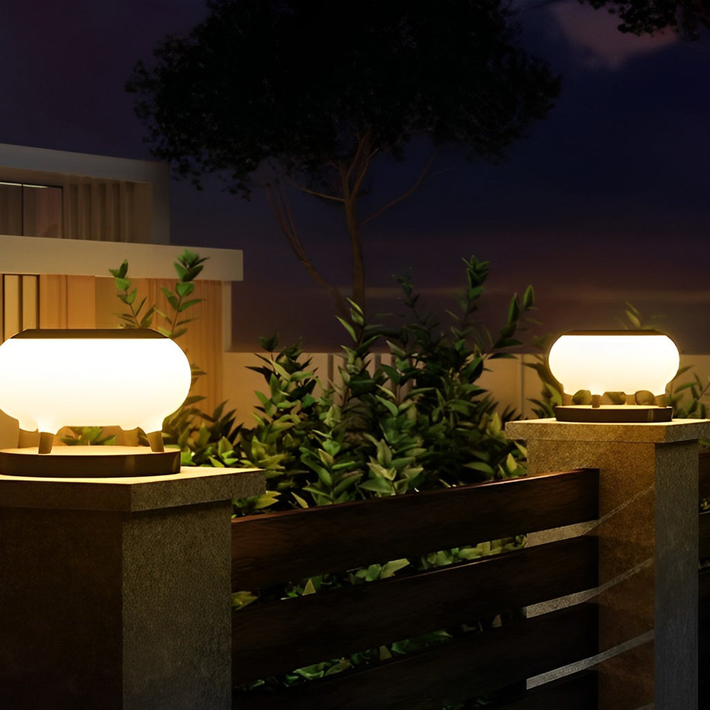 Solar Drum Post Light – Modern Waterproof IP65 LED Outdoor Fence