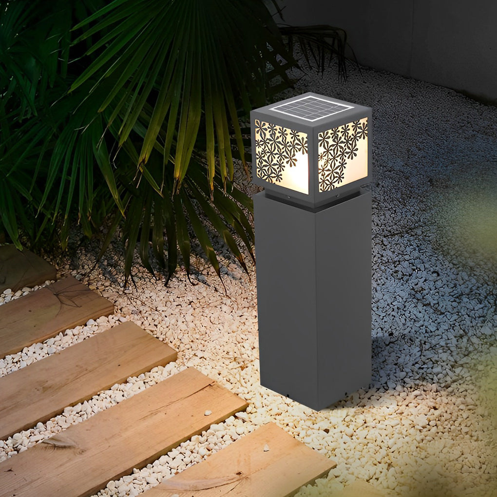 Snowflake Solar LED Bollard Light Outdoor Waterproof Lawn Lamp