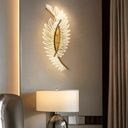 Feather Leaf LED Wall Sconce with 3-Step Dimming - Copper & Acrylic
