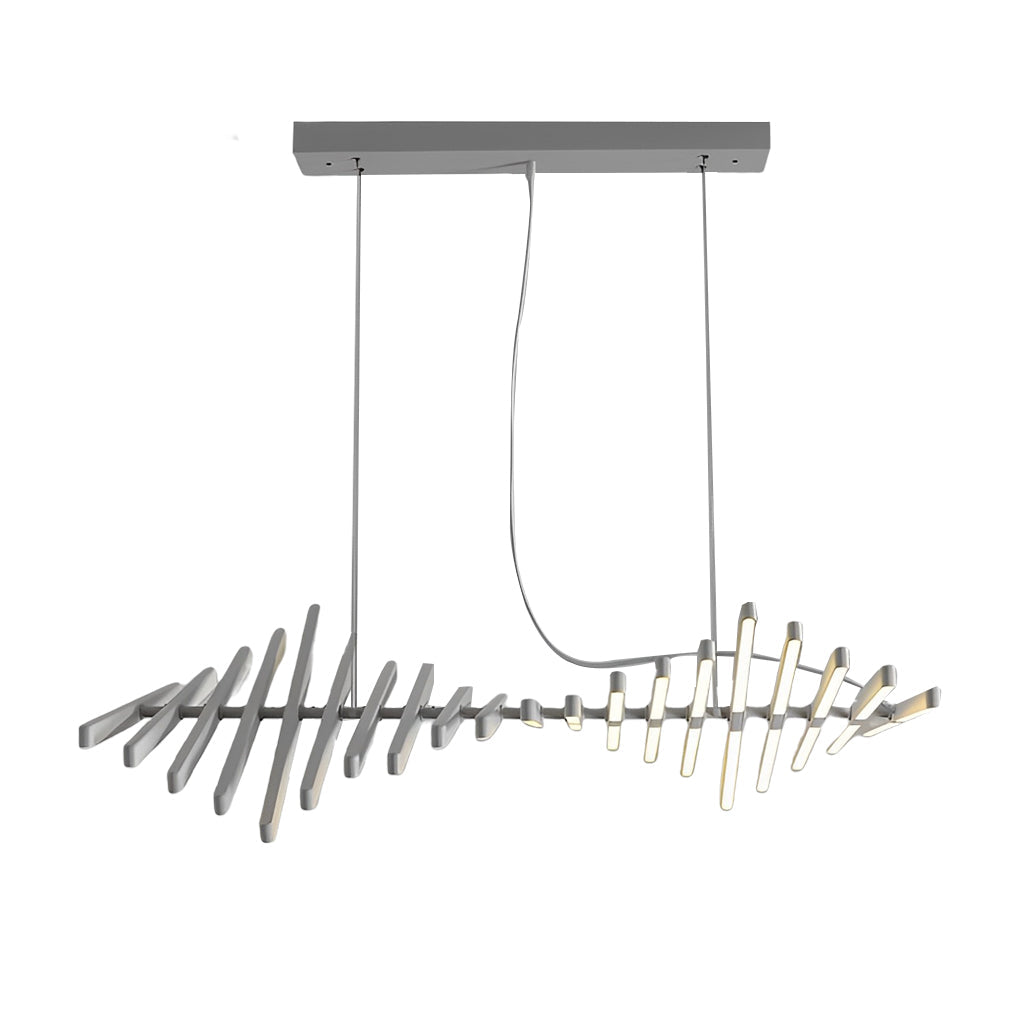 Modern Fishbone Wave LED Chandelier with Dimmable Remote Control