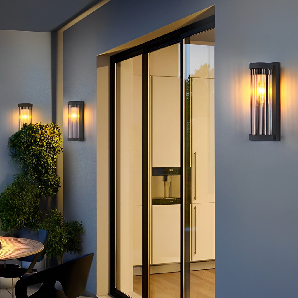 Modern Glass Solar Wall Lamp - Outdoor Waterproof LED Sconce