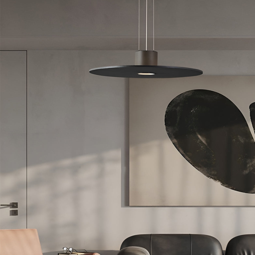Modern Round LED Pendant Light Black Iron Acrylic Plate Design