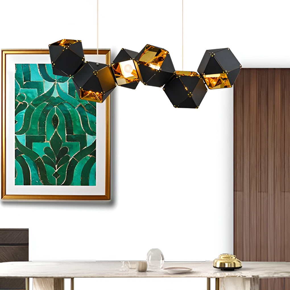 6-Light Geometric Polygonal Pendant Light - Modern Chandelier