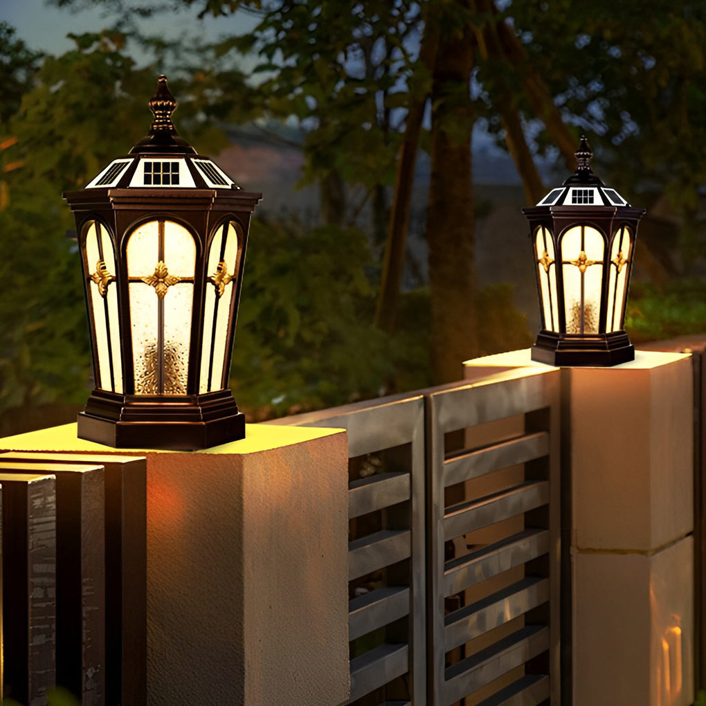 Solar Post Light Modern Aluminum Glass Outdoor Fence Lamp