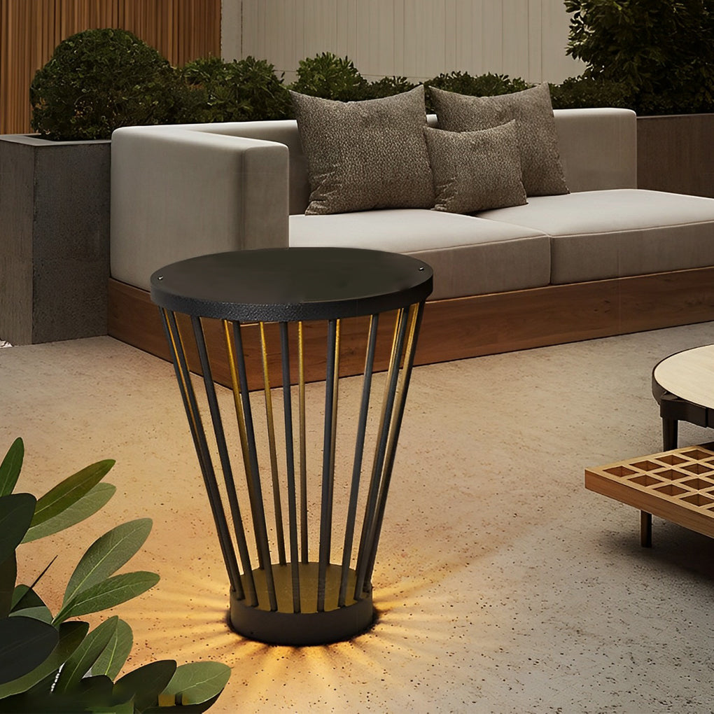 Modern Outdoor LED Floor Lamp with Integrated Tabletop