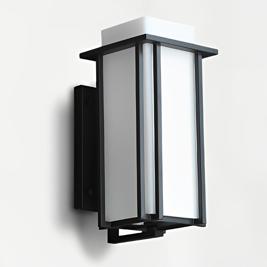 Square Waterproof LED Outdoor Wall Lamp Black Iron Glass Sconce