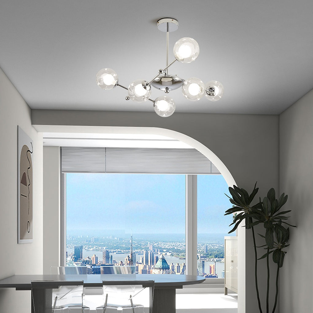 Modern Multi-Light Glass Globe Chandelier with Three-Step Dimming