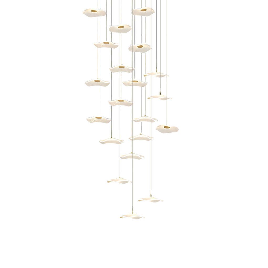 Acrylic Lotus Leaf LED Staircase Chandelier - Modern Long Drop