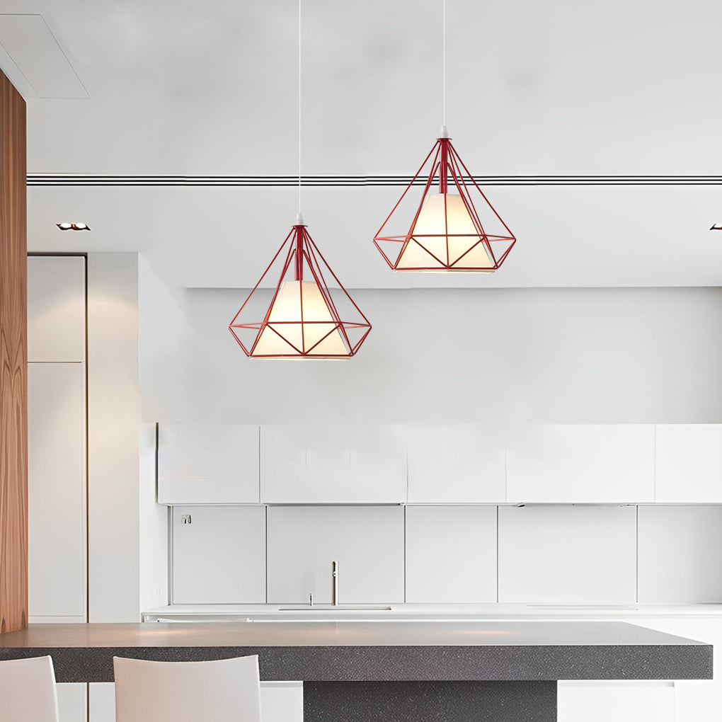 Geometric Metal Pendant Light Industrial Cage Design LED Fixture