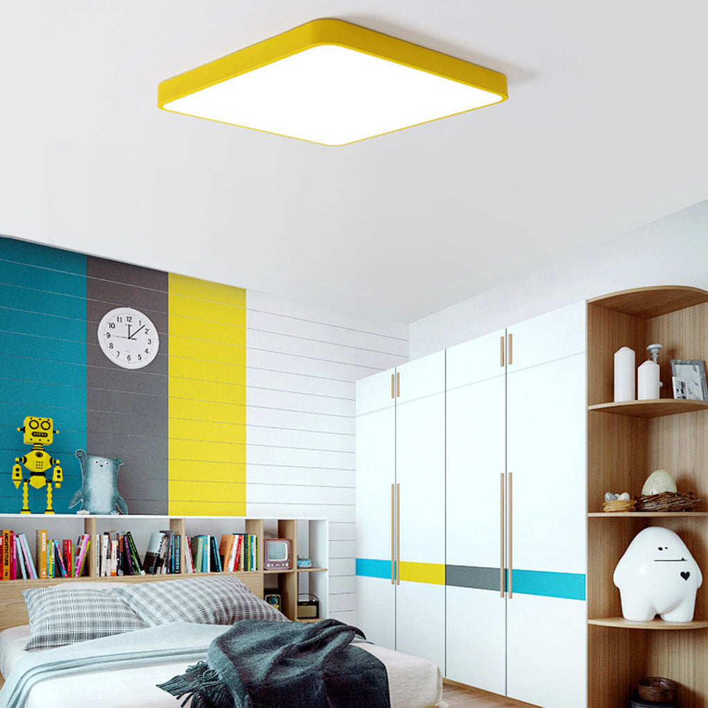 Modern Square LED Flush Mount Ceiling Light Metal Acrylic 16 Inch