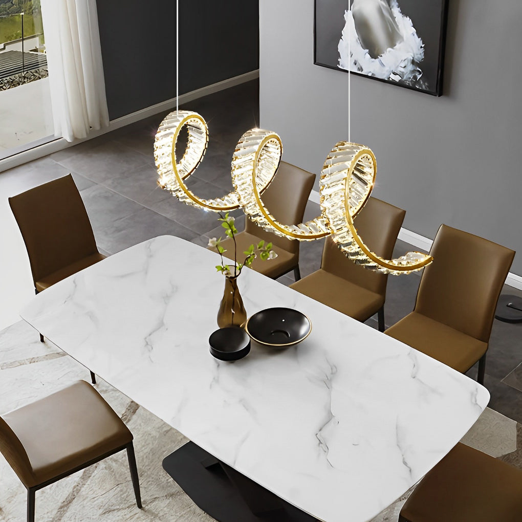 Crystal Wave LED Pendant Light - Modern Dining Room Chandelier