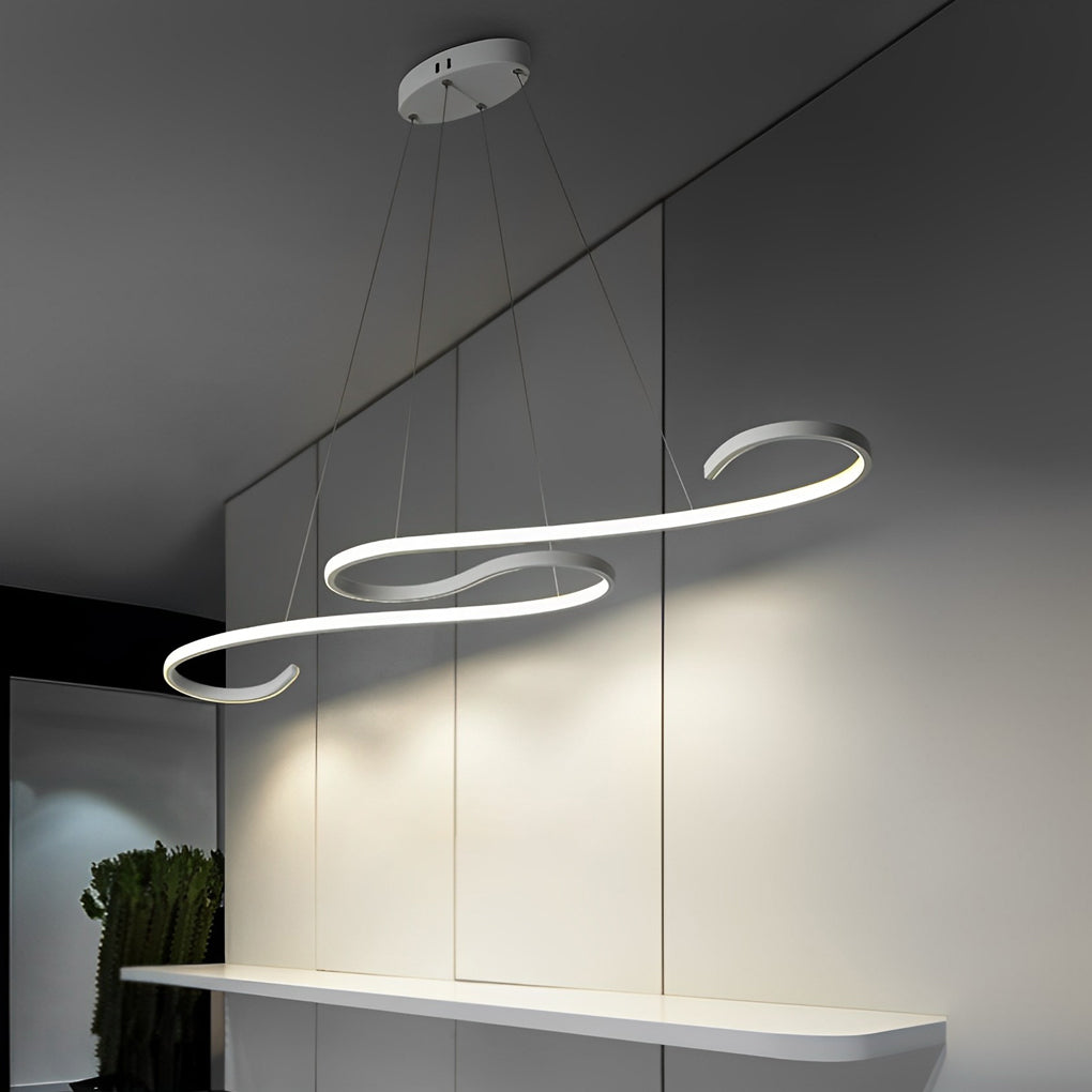 Wavy Lines LED Pendant Light with Stepless Dimming - Modern White