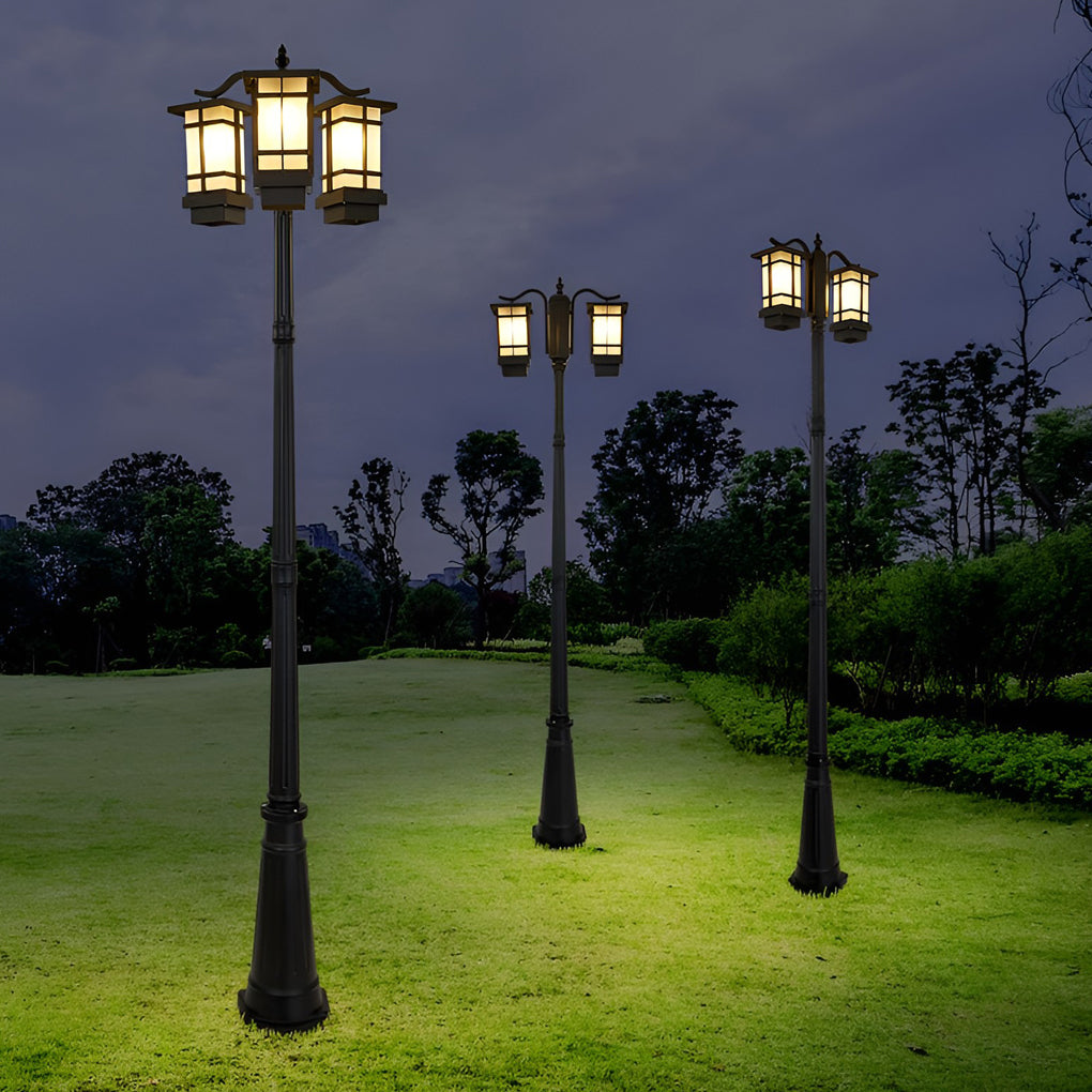Modern Black Outdoor Post Light - 2/3 Light Aluminum Street Lamp
