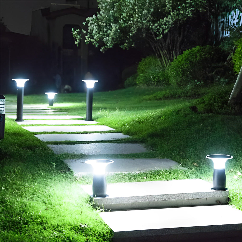 Solar LED Path Light Modern Black Aluminum Outdoor Landscape Lighting