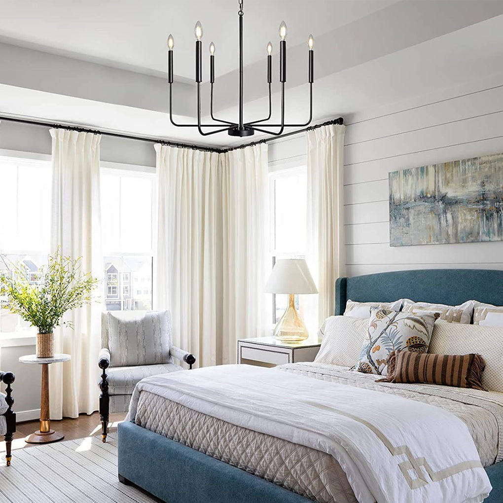 6-Light Iron Candlestick Chandelier - Rustic Industrial Design
