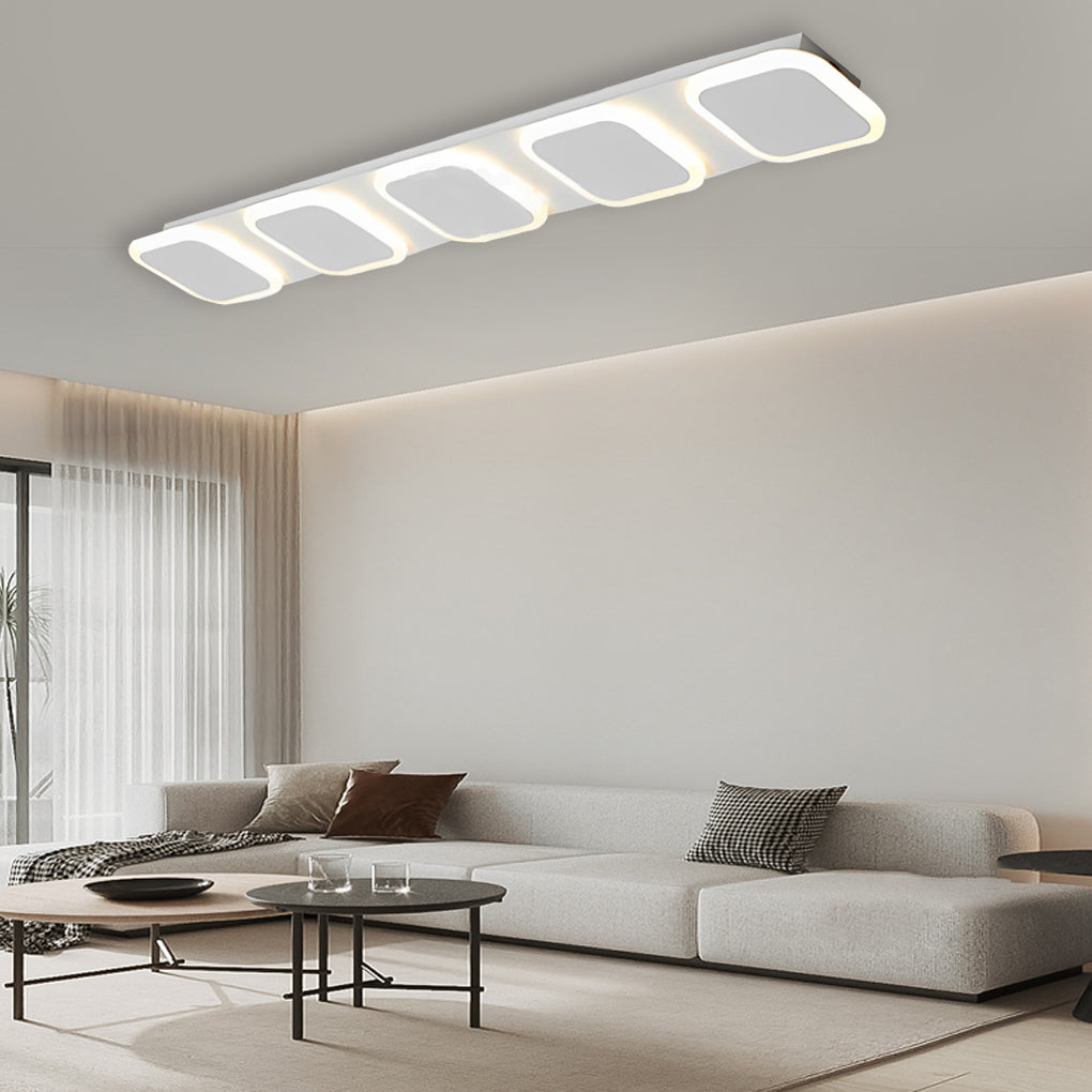 Modern Geometric Linear Flush Mount Ceiling Light - Metal & Acrylic