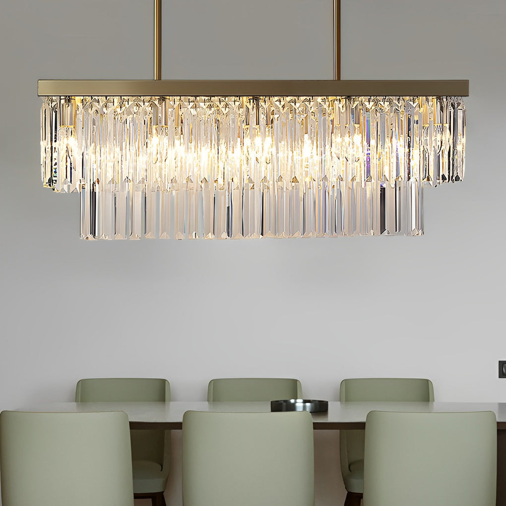 Rectangular Crystal Chandelier with Three-Step Dimming LED