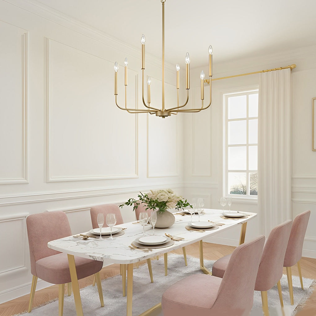8-Light Industrial Chandelier with LED Three-Step Dimming