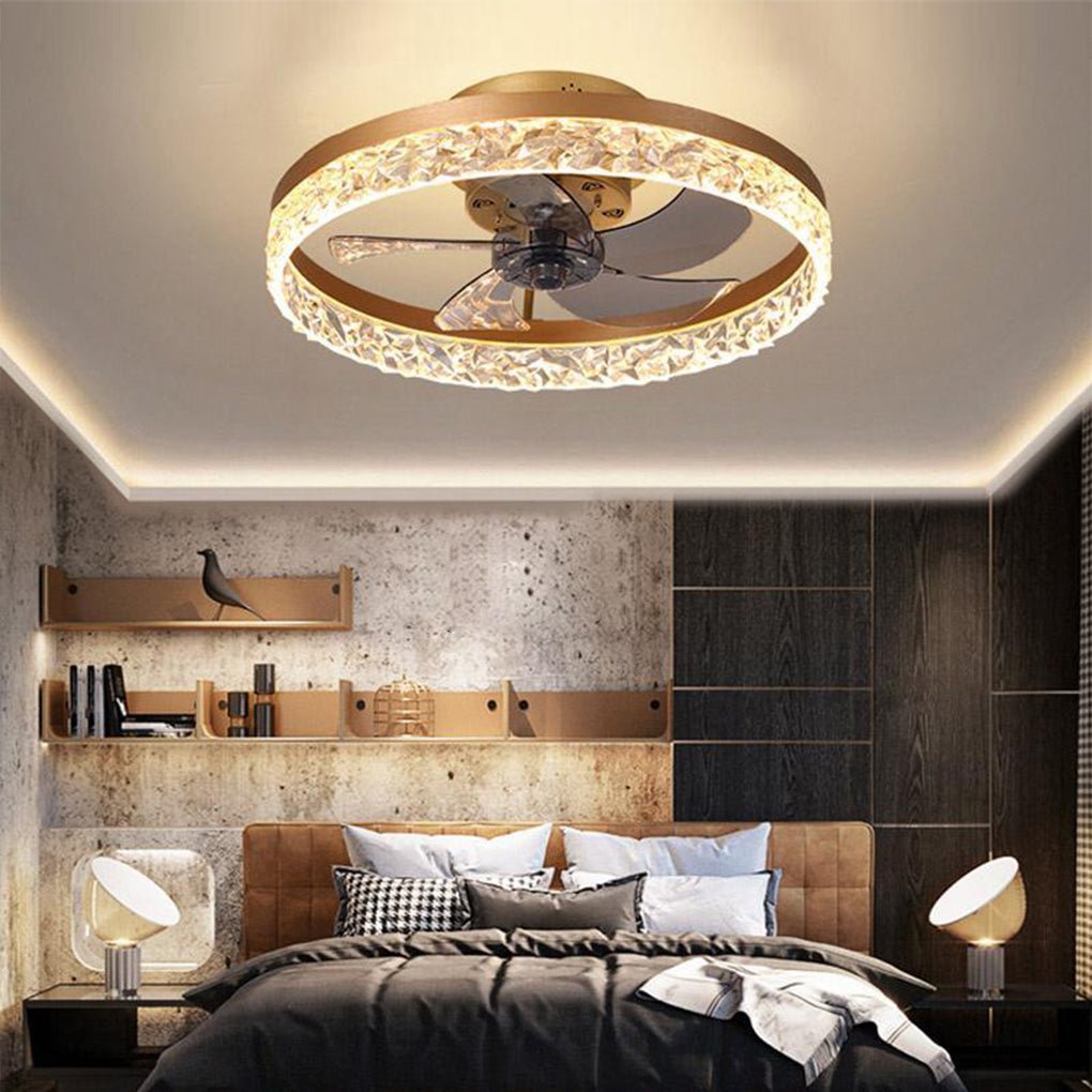5-Blade Flush Mount Ceiling Fan with LED Lights & Remote Control