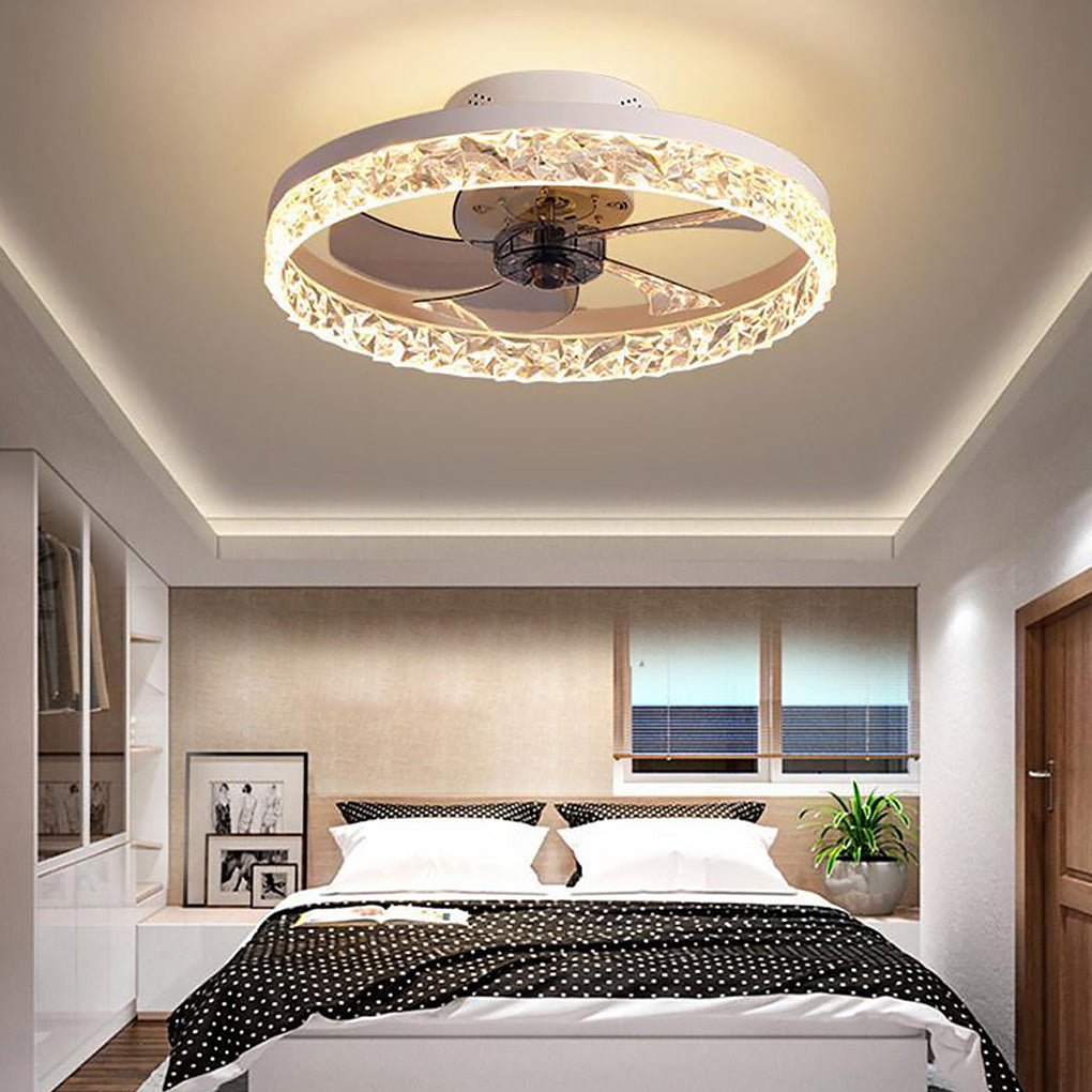 5-Blade Flush Mount Ceiling Fan with LED Lights & Remote Control