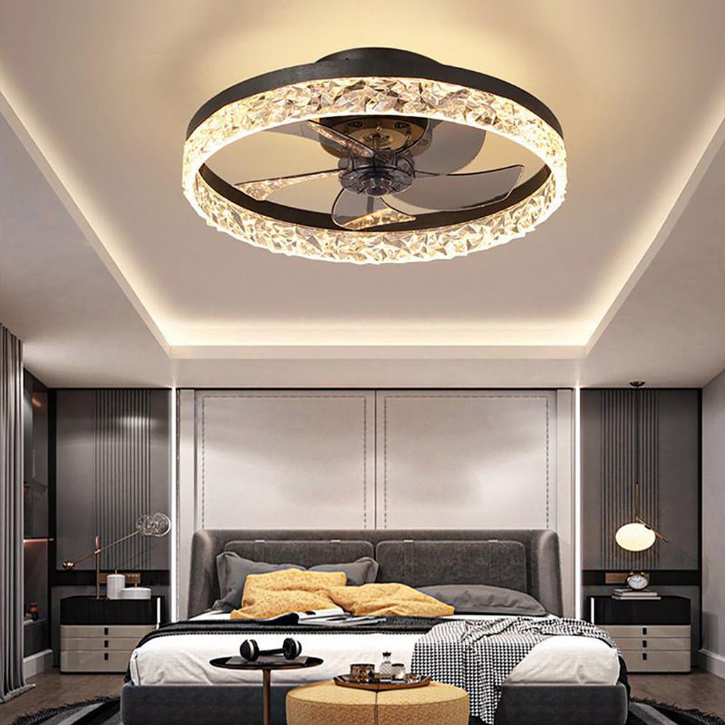 5-Blade Flush Mount Ceiling Fan with LED Lights & Remote Control