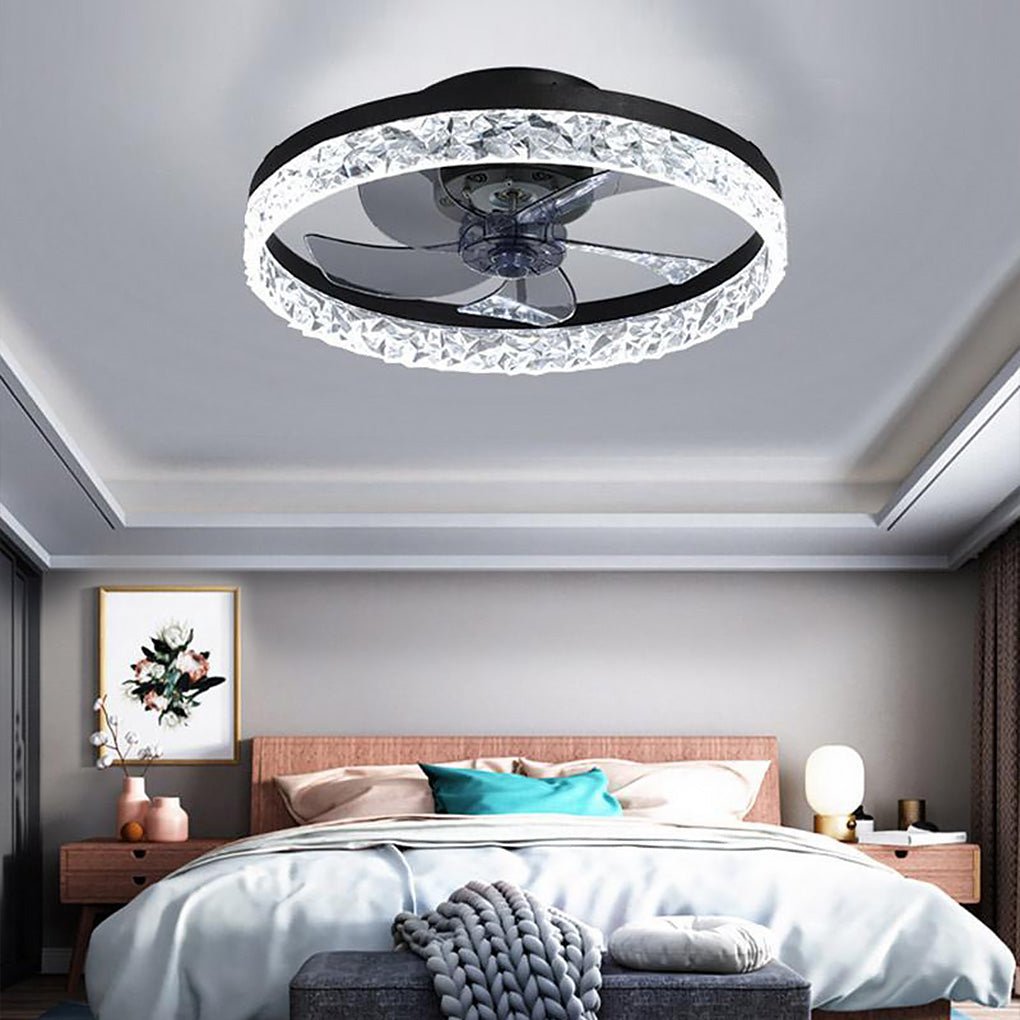 5-Blade Flush Mount Ceiling Fan with LED Lights & Remote Control