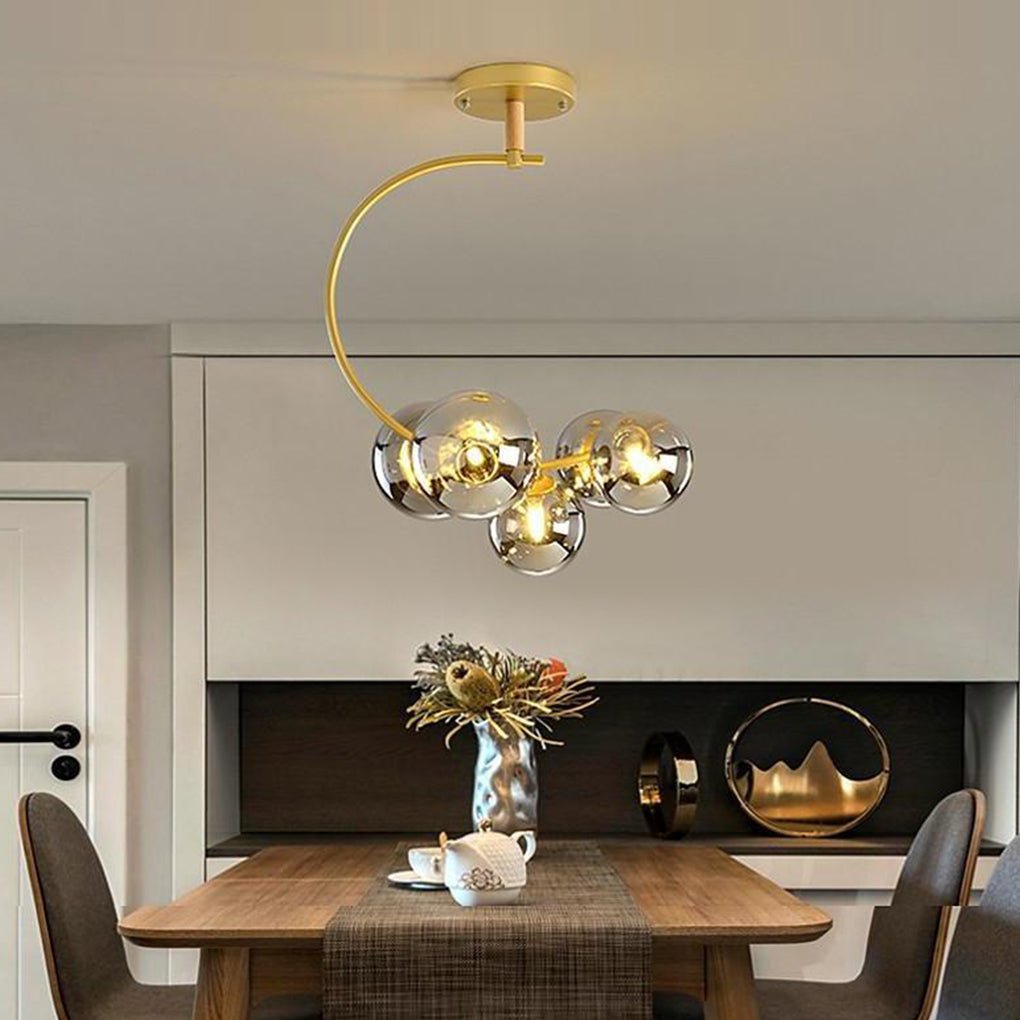 5-Light Cluster Globe Chandelier Modern Glass & Metal Ceiling Light