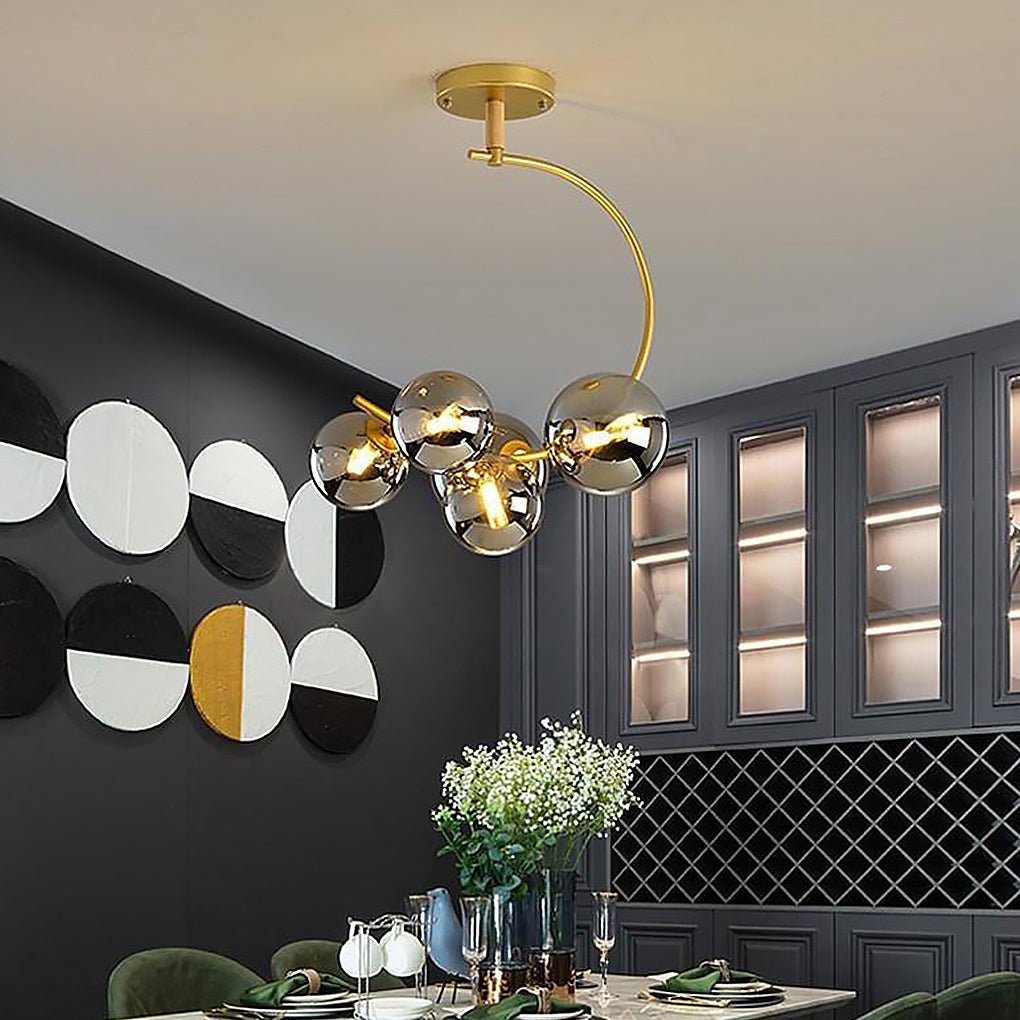 5-Light Cluster Globe Chandelier Modern Glass & Metal Ceiling Light