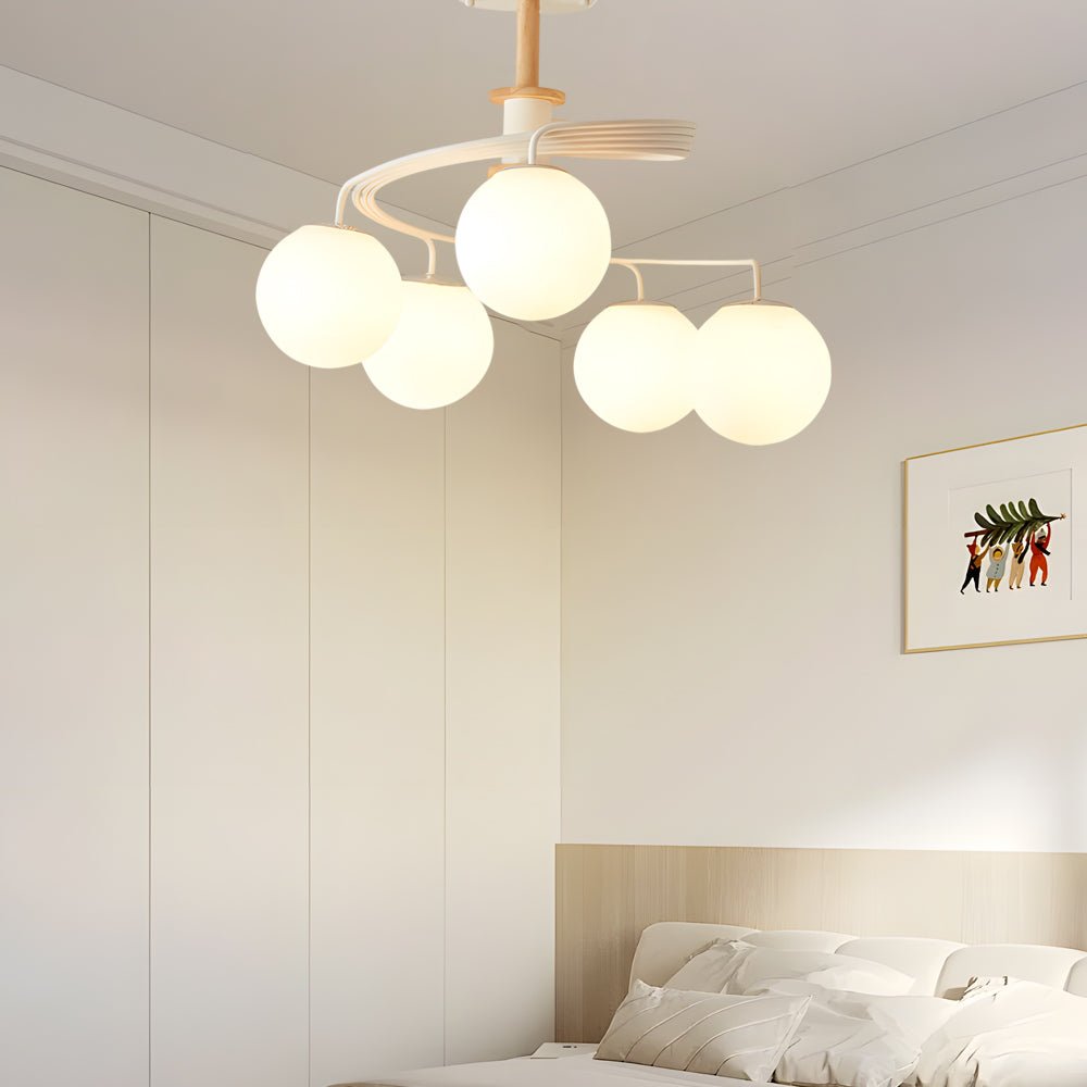 5-Light Glass Globe Spiral Semi-Flush Mount Ceiling Light