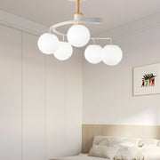 5-Light Glass Globe Spiral Semi-Flush Mount Ceiling Light