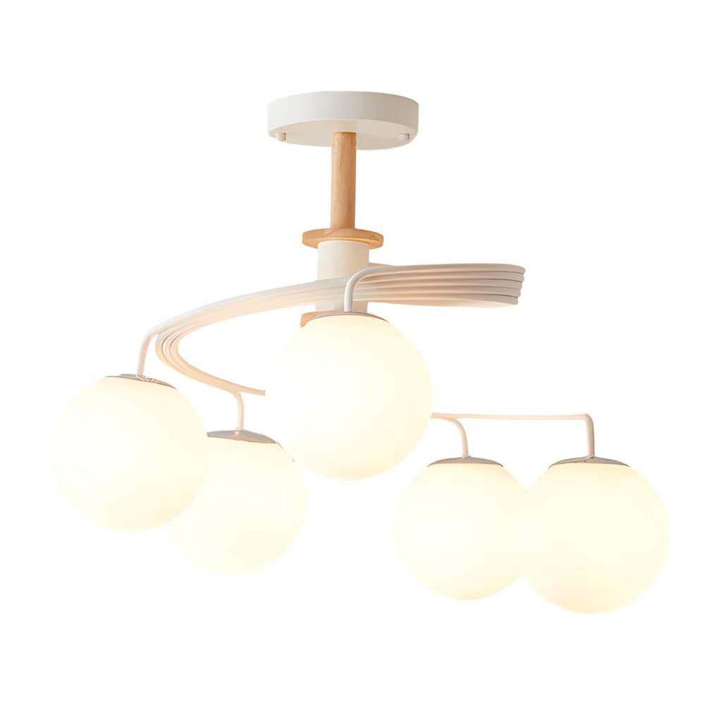 5-Light Glass Globe Spiral Semi-Flush Mount Ceiling Light