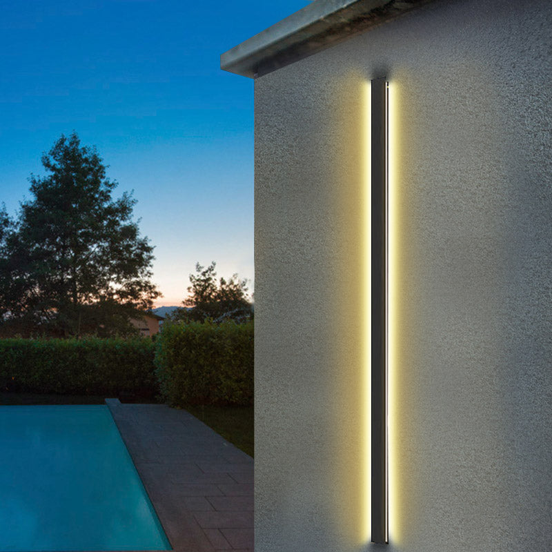 Linear Metal Outdoor Wall Light – Waterproof IP65 Black LED Sconce