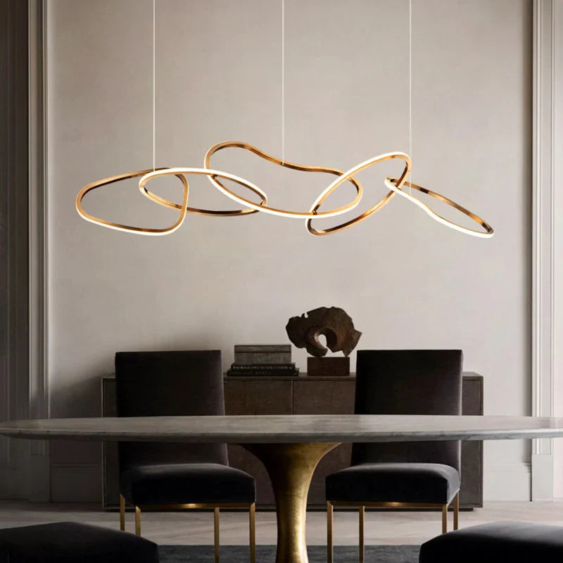 Irregular Chainlink LED Chandelier - Gold Stainless Steel