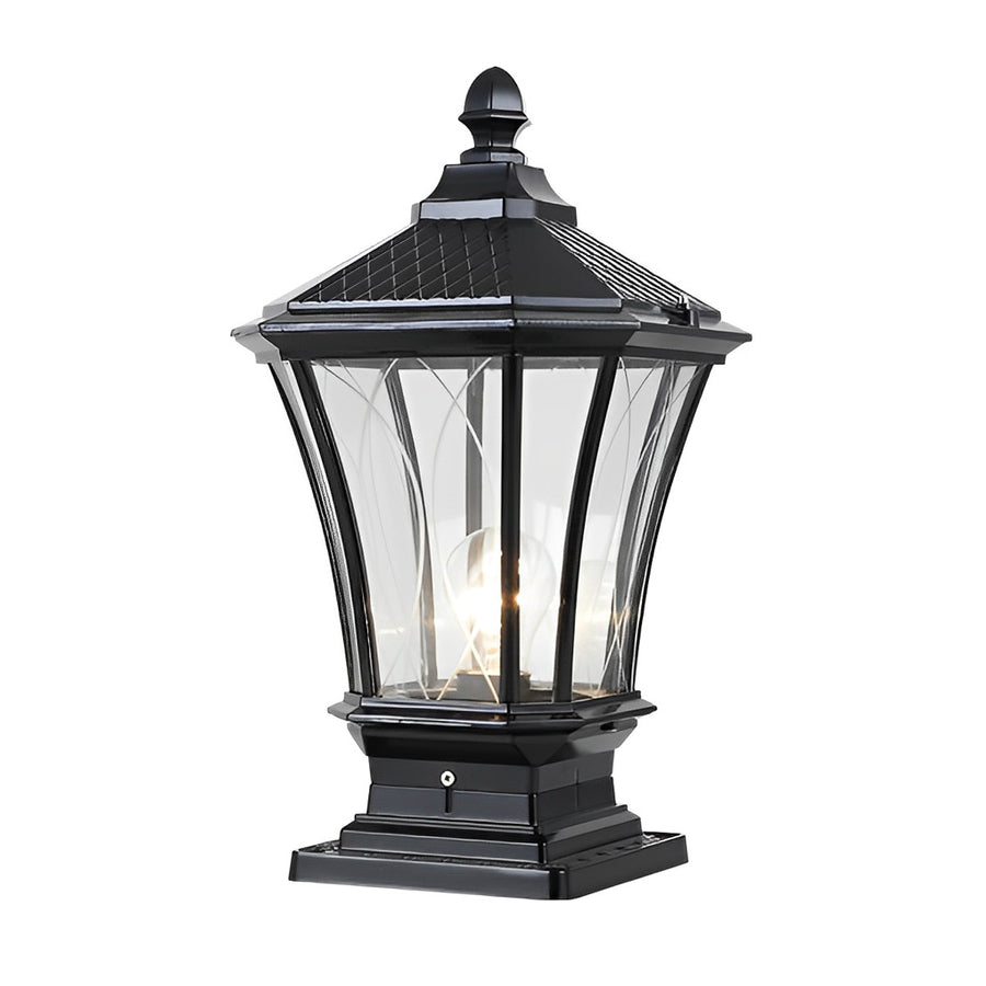 Modern Solar & Hardwired Outdoor Post Light - Aluminum & Glass