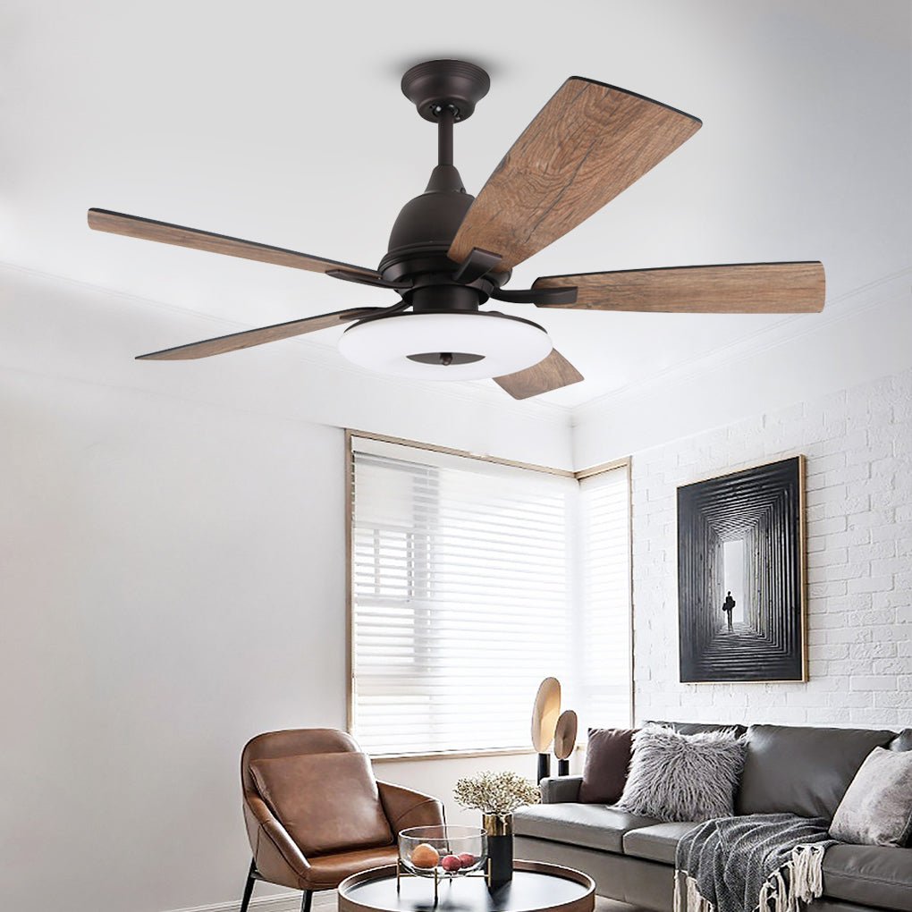 52 Inch Nordic Retro Ceiling Fan Light with Remote Control