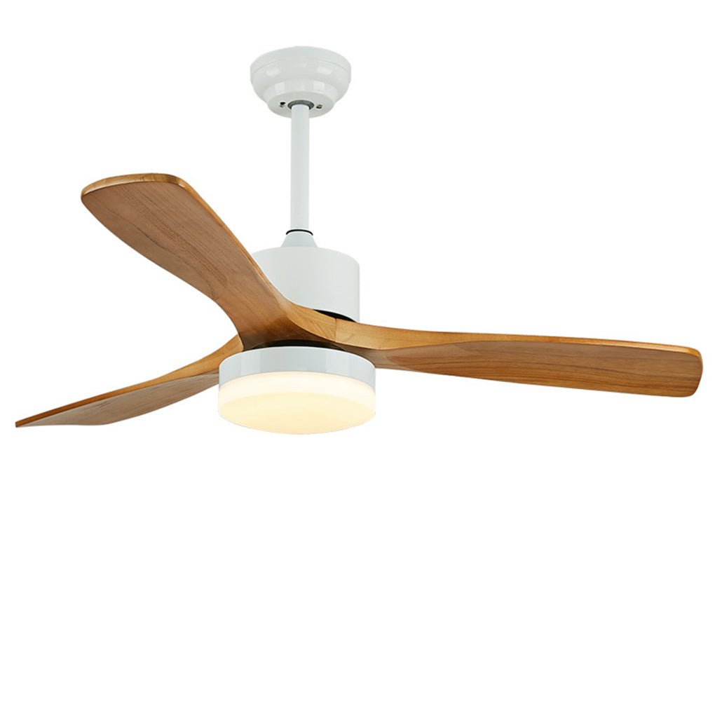 52-Inch Modern Solid Wood LED Ceiling Fan with Light