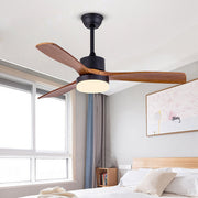 52-Inch Modern Solid Wood LED Ceiling Fan with Light