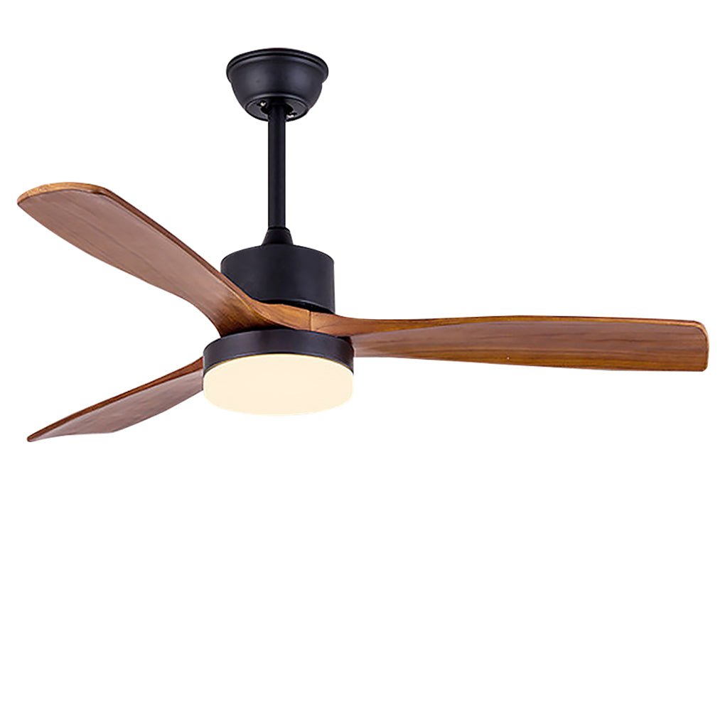 52-Inch Modern Solid Wood LED Ceiling Fan with Light