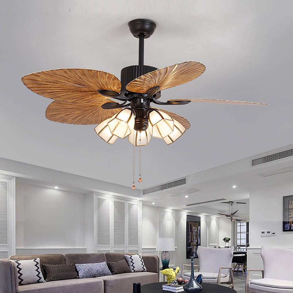 52 Inch Rustic LED Ceiling Fan Light with Remote Control