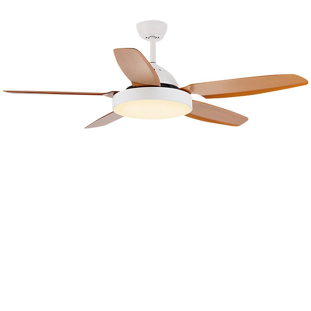 52" Modern Wood Blade Ceiling Fan with Dimmable LED Light