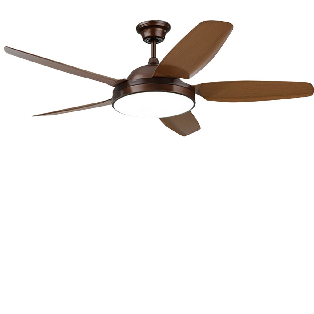 52" Modern Wood Blade Ceiling Fan with Dimmable LED Light